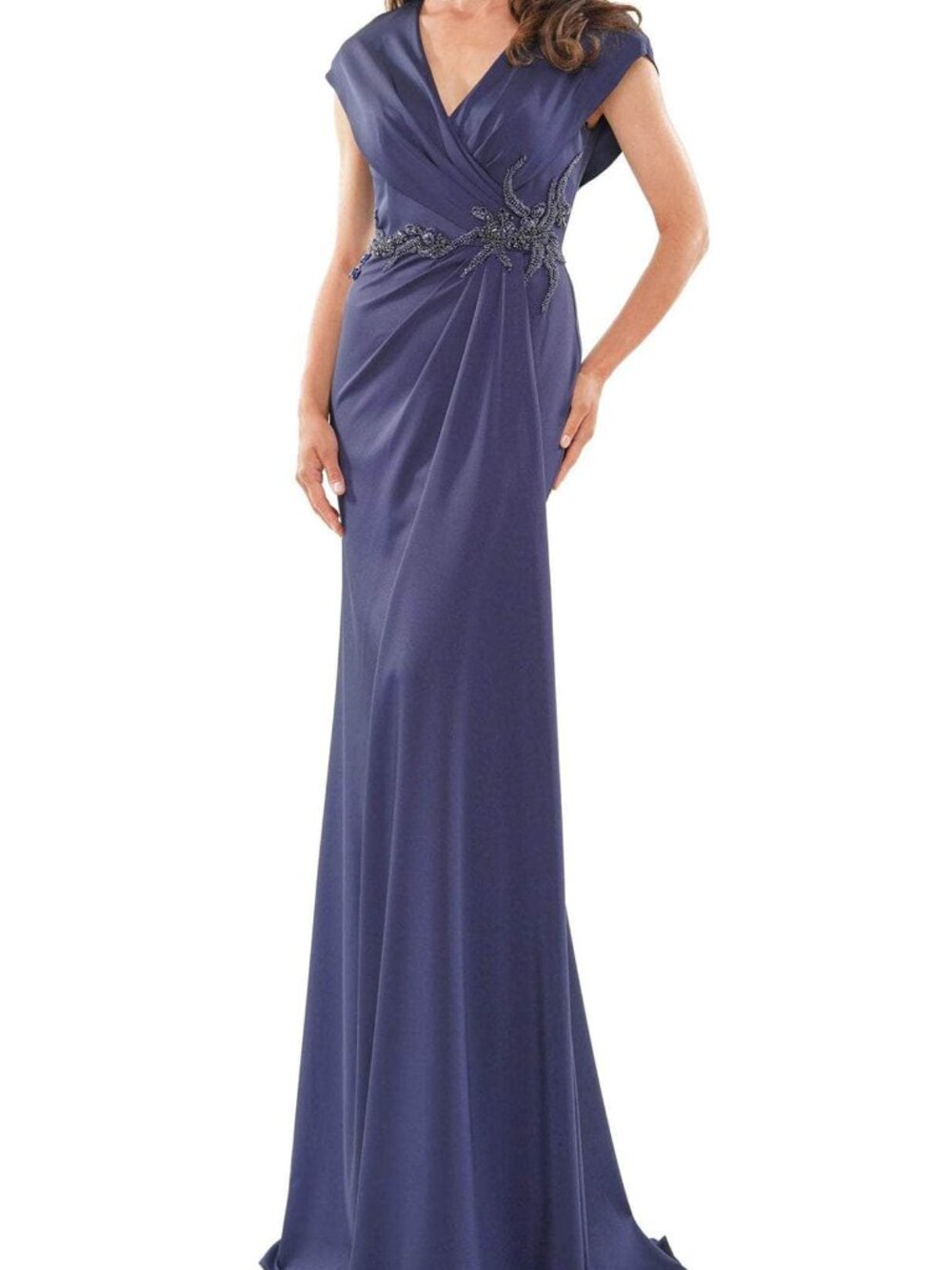 NWT Marsoni by Colors MV1226 V-Neck Cap Sleeve Evening Dress Navy size 10